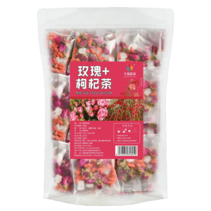 Té de Dátiles Rojos y Bayas de Lobo Negro con Rosa y Camelia – Infusión Natural Floral