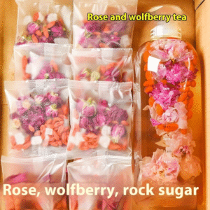 Té de Dátiles Rojos y Bayas de Lobo Negro con Rosa y Camelia – Infusión Natural Floral