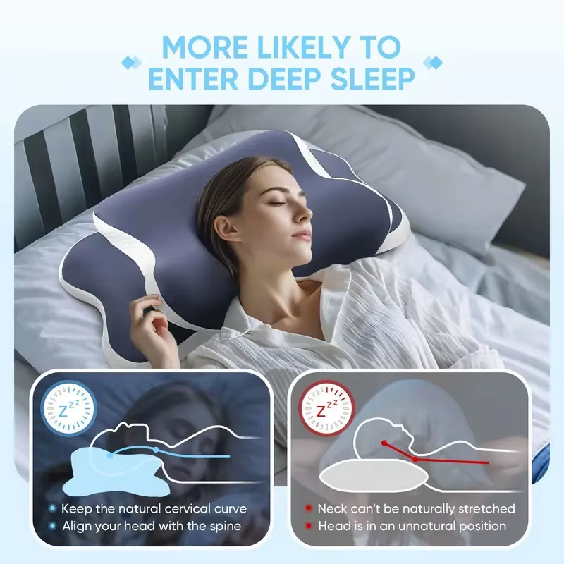 Almohada Cervical Ortopédica Viscoelástica Ergonómica para Dormir de Lado o Boca Arriba - Imagen 3
