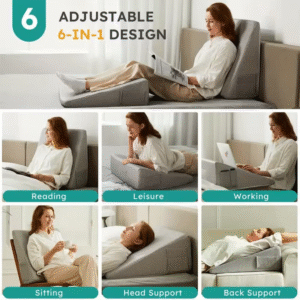 Almohada Cuña Viscoelástica Ergonómica para Elevar Piernas y Dormir Mejor